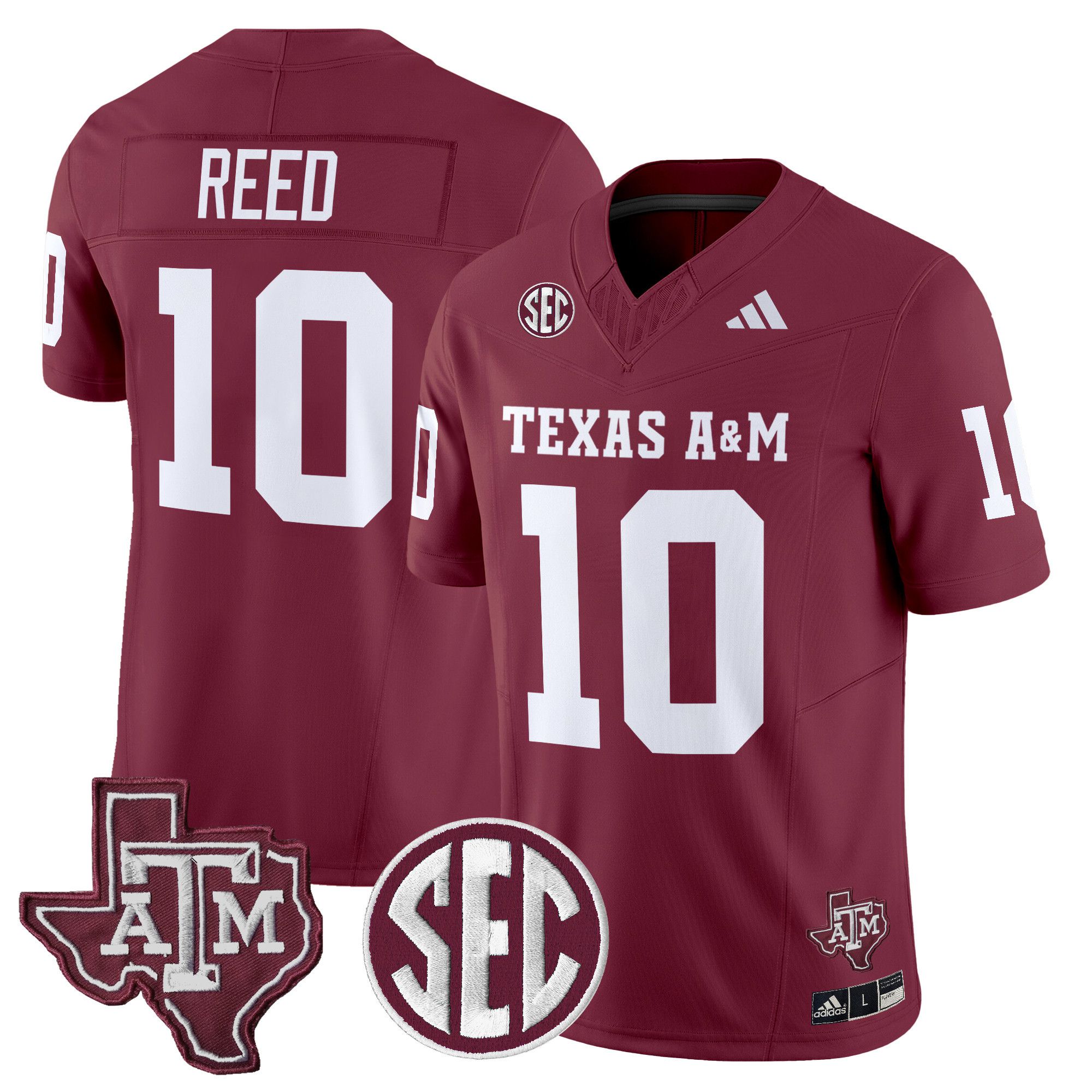 Men Texas A&M Aggies #10 Reed Red 2024 Vapor Limited NCAA Jersey style 1